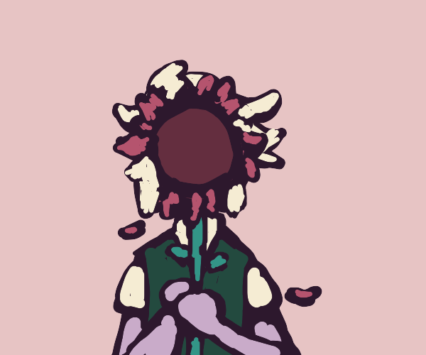 Basil (omori) holding a flower ) Drawception