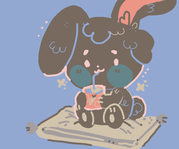 rabbit drinking apple juice! Drawception