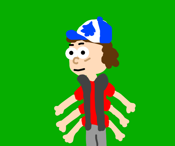Dipper from Gravity Falls with 6 arms Drawception