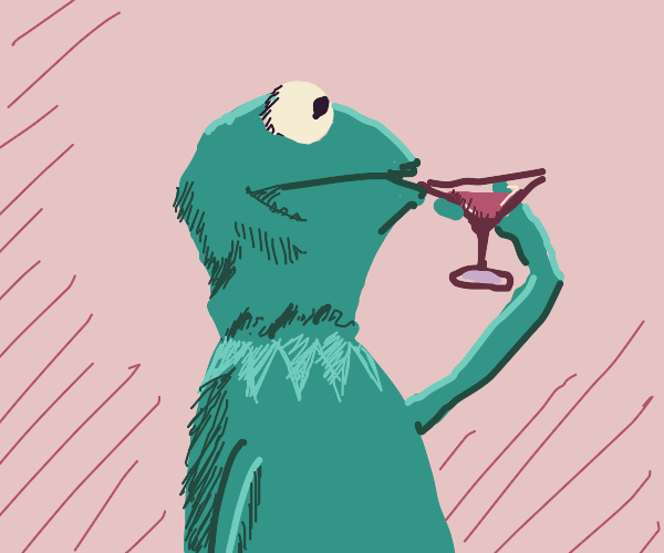 Kermit sipping tea [meme] Drawception