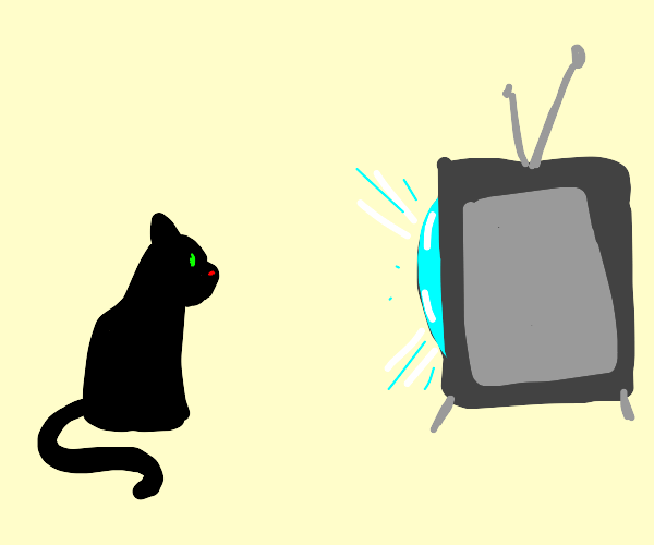 comfy cat watching a cand Drawception