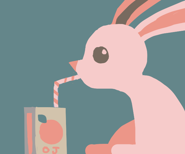 rabbit drinking apple juice! Drawception