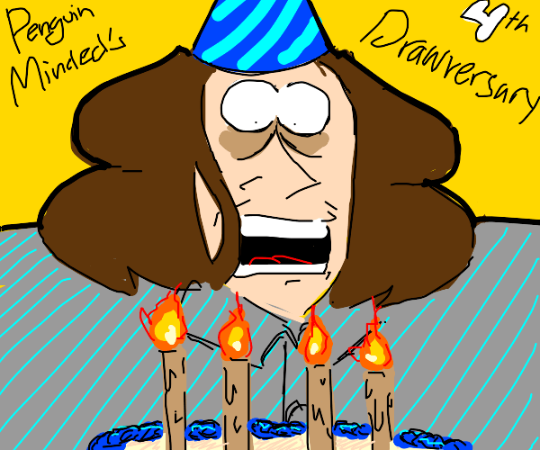Birthday candles set man's long hair on fire Drawception