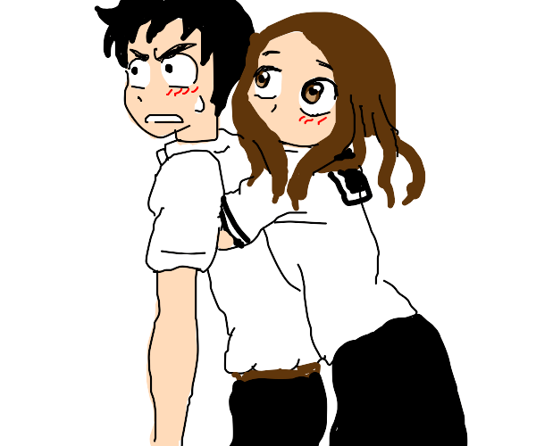 Anime girl having a crush on a anime boy Drawception