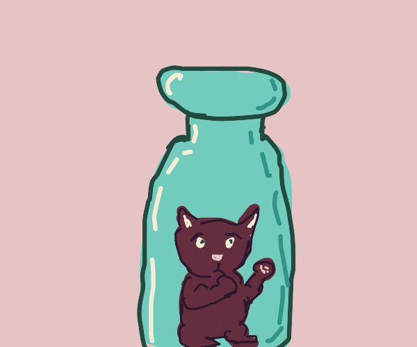 cat stuck in bottle Drawception