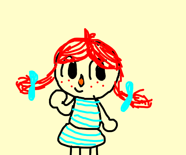 Wendy's mascot in Animal Crossing Drawception