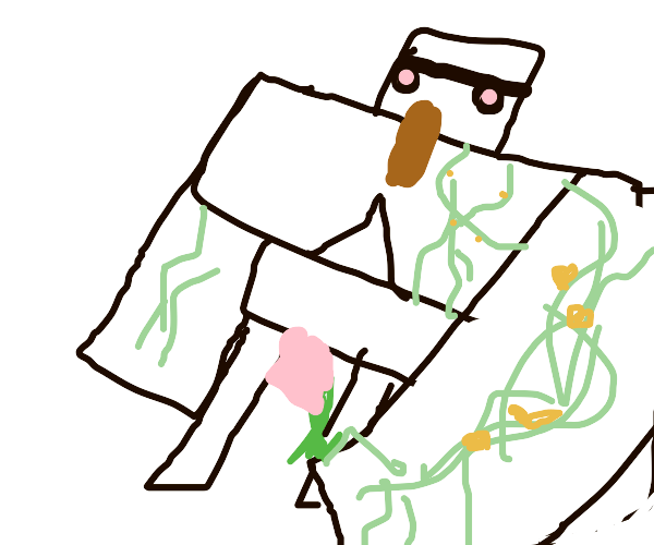 Iron Golem gives people a rose Drawception