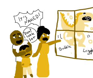 Family sees naked bubble butt monster outside - Drawception