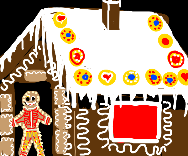 Gingerbread man in gingerbread house Drawception
