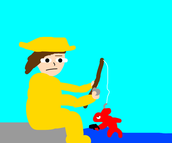 Pointing a gun at a goldfish Drawception