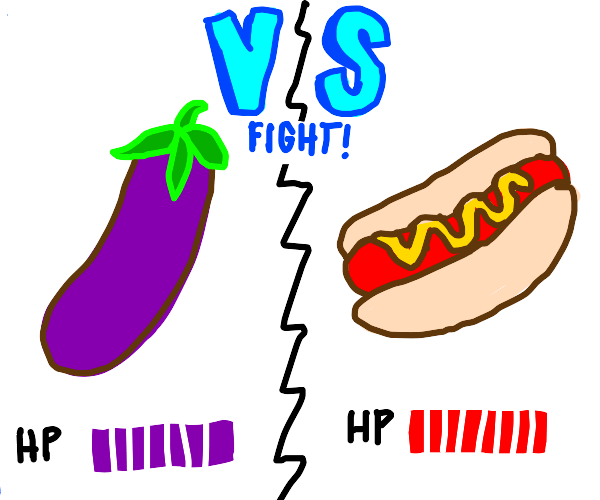 Eggplant vs Hot Dog Drawception