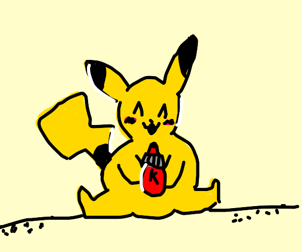 Pikachu loves ketchup Drawception
