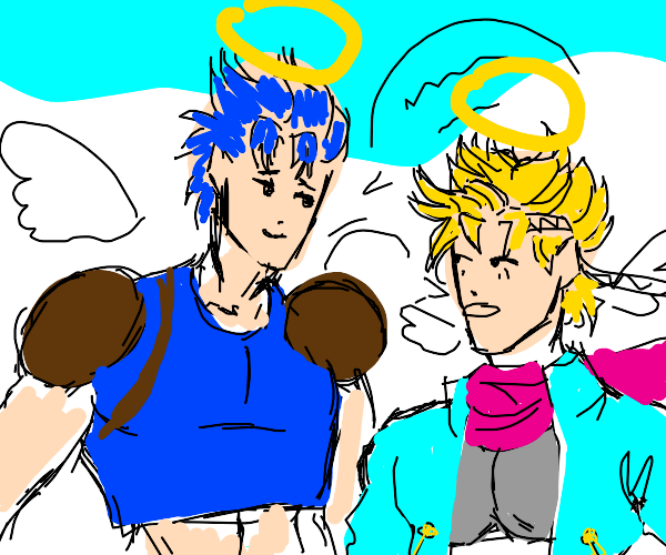 Johnathon and Caesar in heaven Drawception