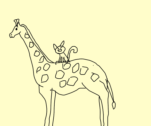 A cat riding a giraffe Drawception
