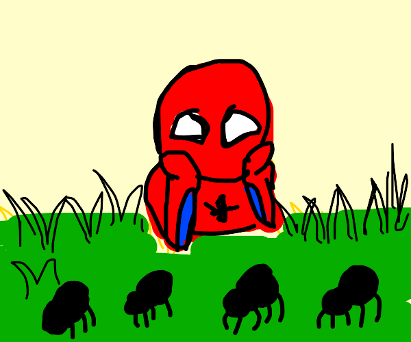 Spiderman summons his spiders Drawception