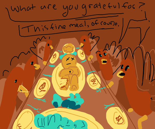 Turkeys Eat a Human for Thanksgiving Drawception