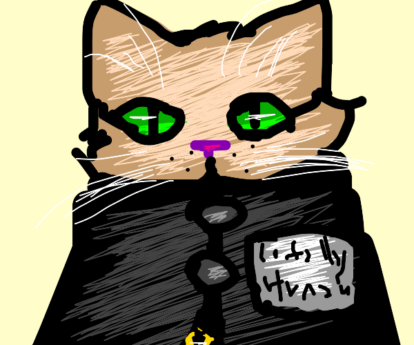 three cats on top of eachother in trench coat Drawception