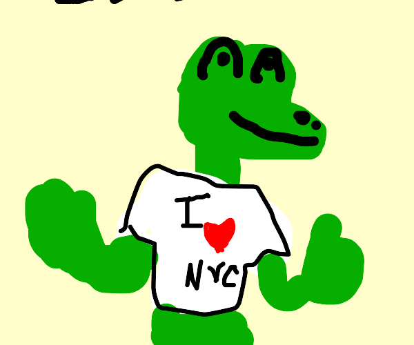 Alligator wearing a TShirt Drawception