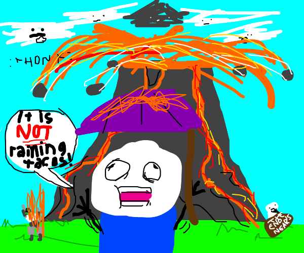 Umbrella in a Volcano Drawception