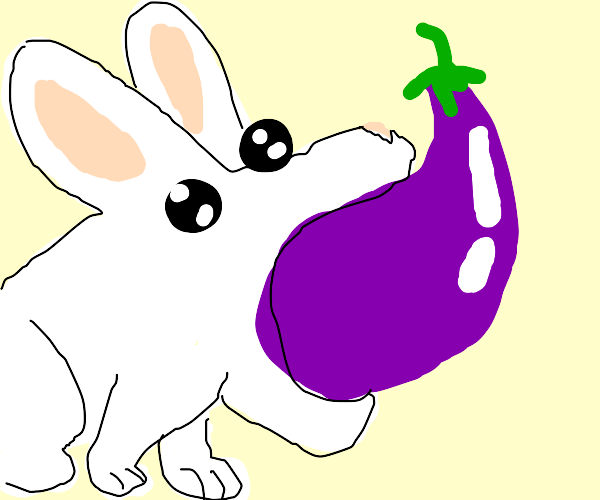 Rabbit carrying an Eggplant Drawception