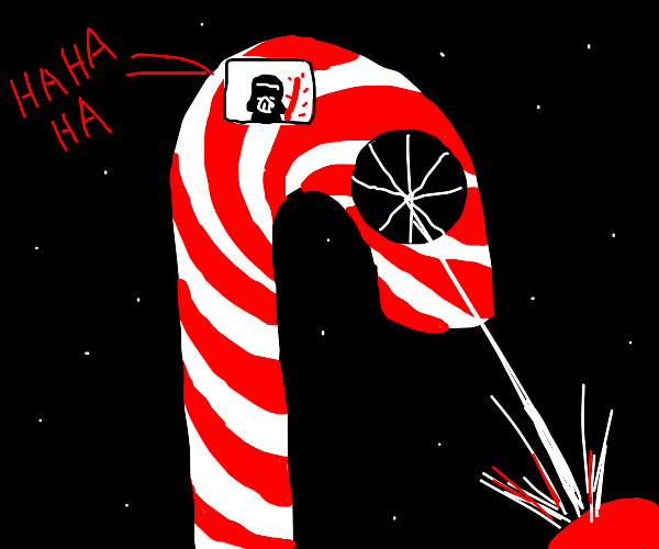 a candy cane death star Drawception