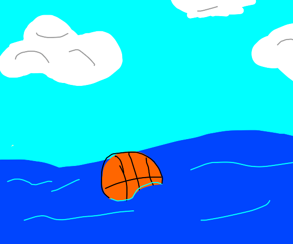 A Basketball sinking into a River Drawception