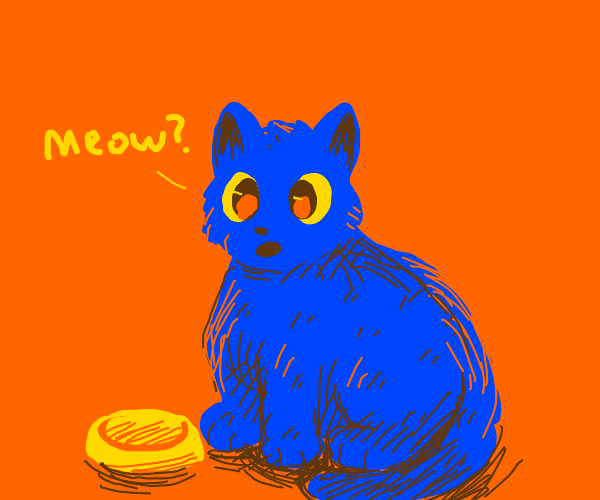 A happy blue cat dreams. Drawception