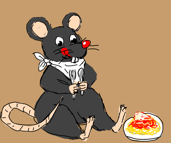 rats eating spaghetti Drawception