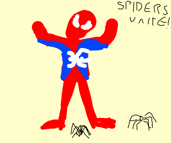 Spiderman summons his spiders Drawception