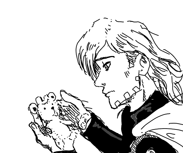 Gyro Zeppeli's teddy bear lost one arm ( Drawception