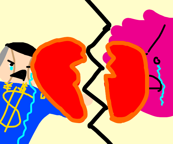 Okuyasu and Stray Cat get a divorce Drawception