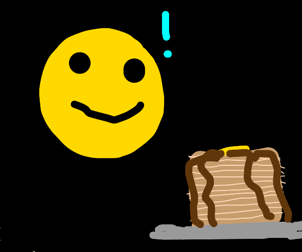 Emoji discovering Pancakes Drawception
