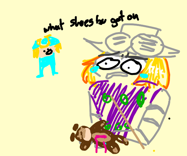 Gyro Zeppeli's teddy bear lost one arm ( Drawception