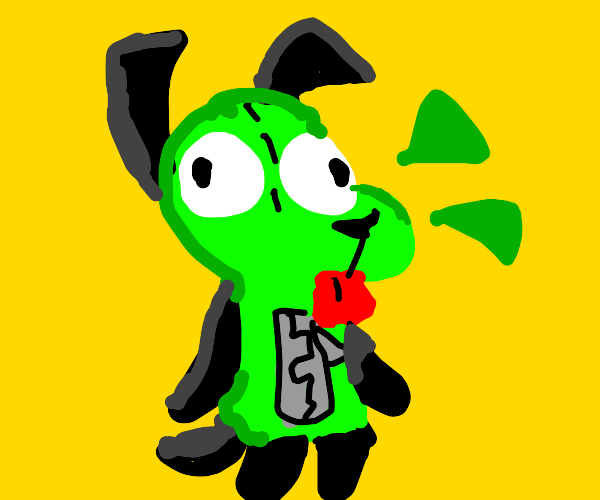 Green Stuffed Dog With Zipper Drawception