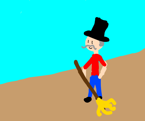 Janitor wearing a Top Hat Drawception