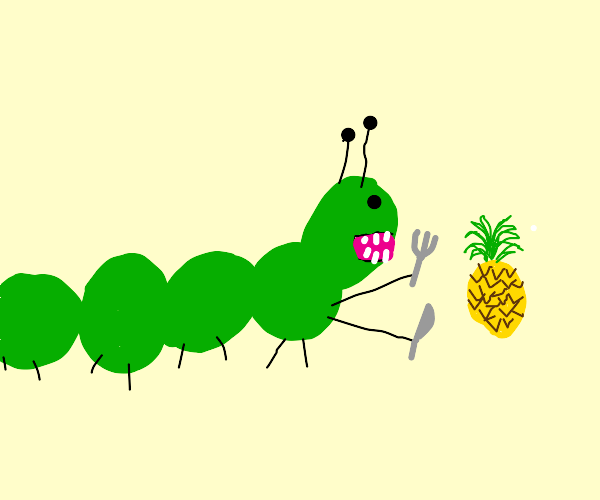 Caterpillar eating a Pineapple Drawception