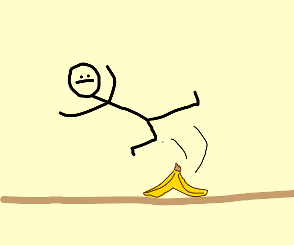Slipping on a banana peel Drawception