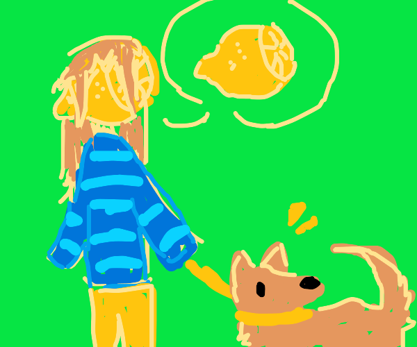 Lemon girl with dog Drawception