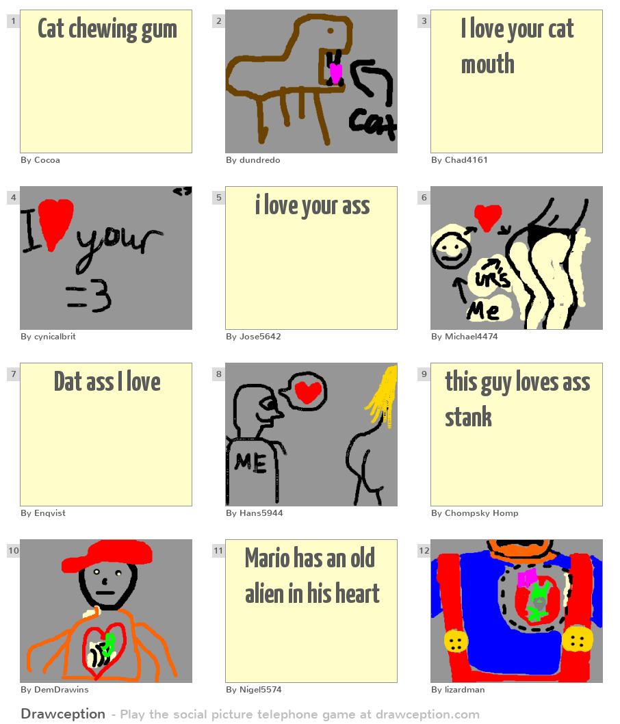 Cat chewing gum Drawception