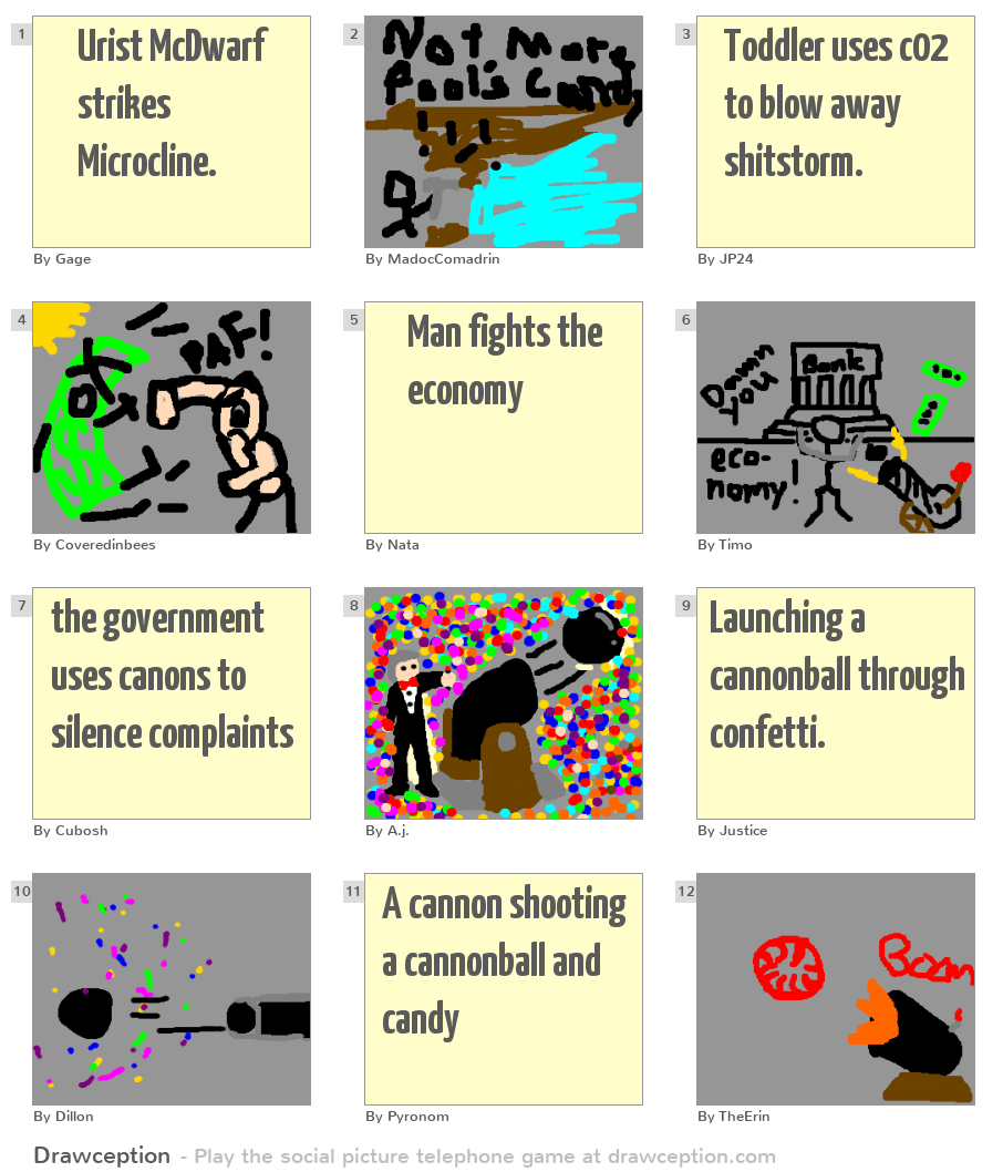 Urist McDwarf strikes Microcline. Drawception