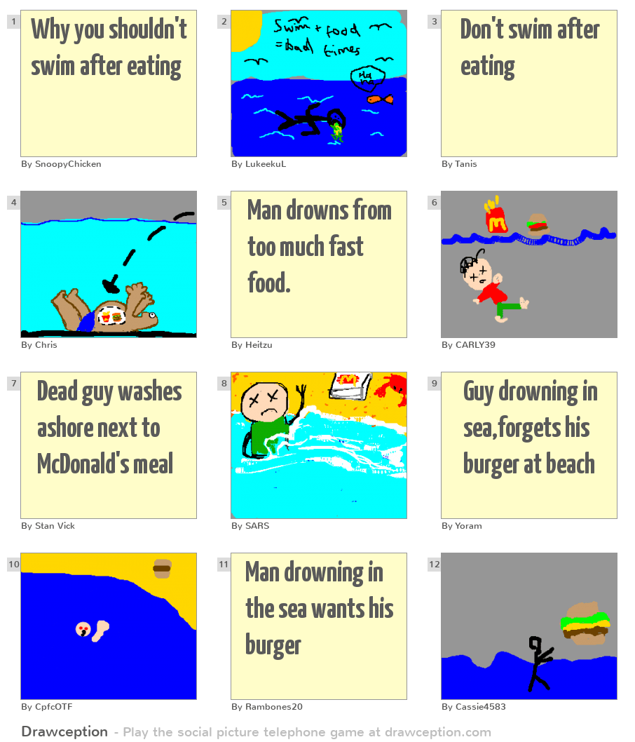 Why you shouldn't swim after eating Drawception