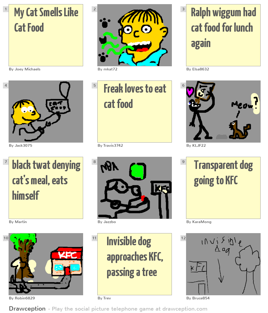 My Cat Smells Like Cat Food Drawception