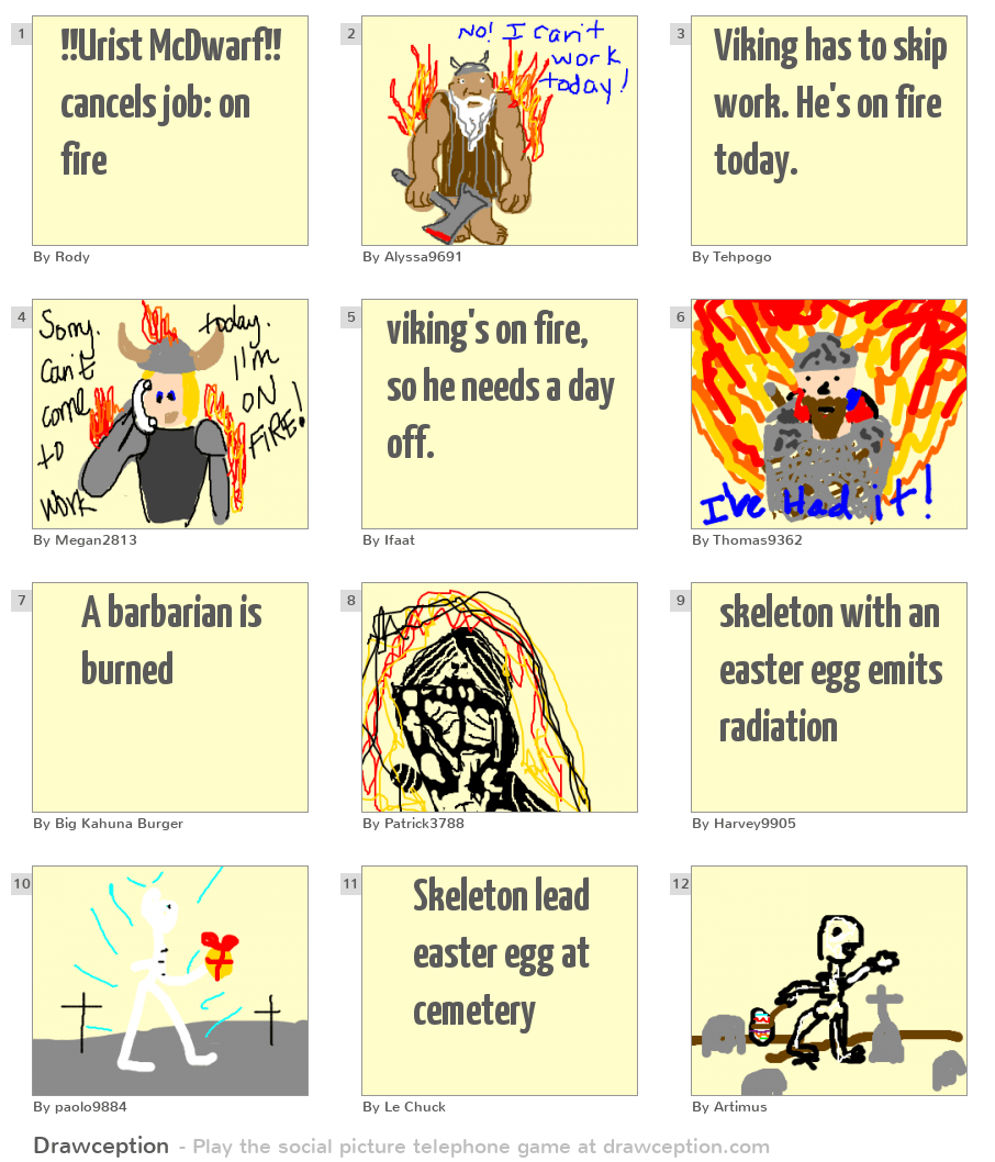 !!Urist McDwarf!! cancels job on fire Drawception