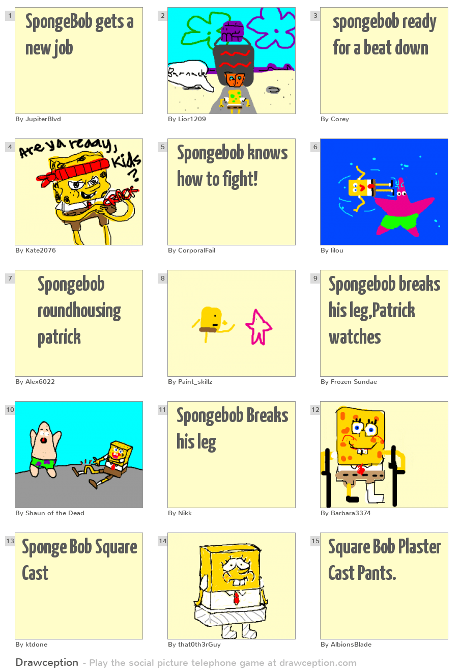 SpongeBob gets a new job Drawception