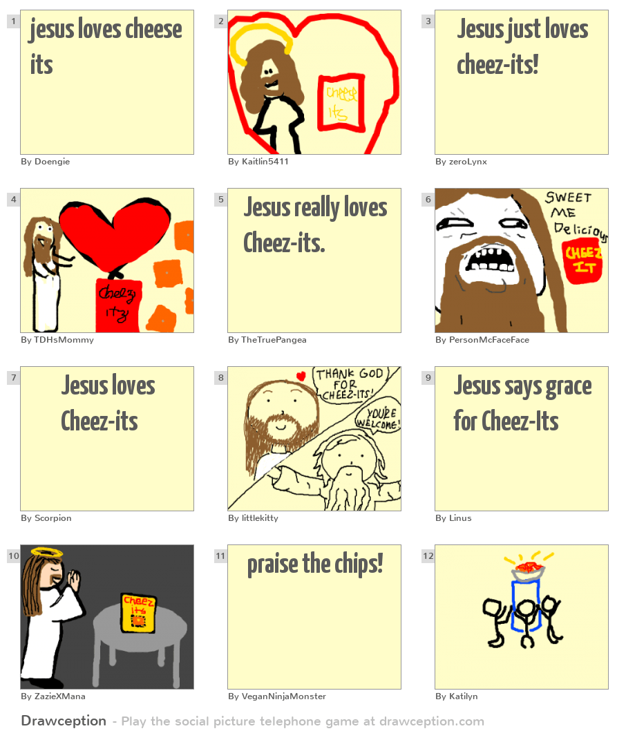 jesus loves cheese its Drawception