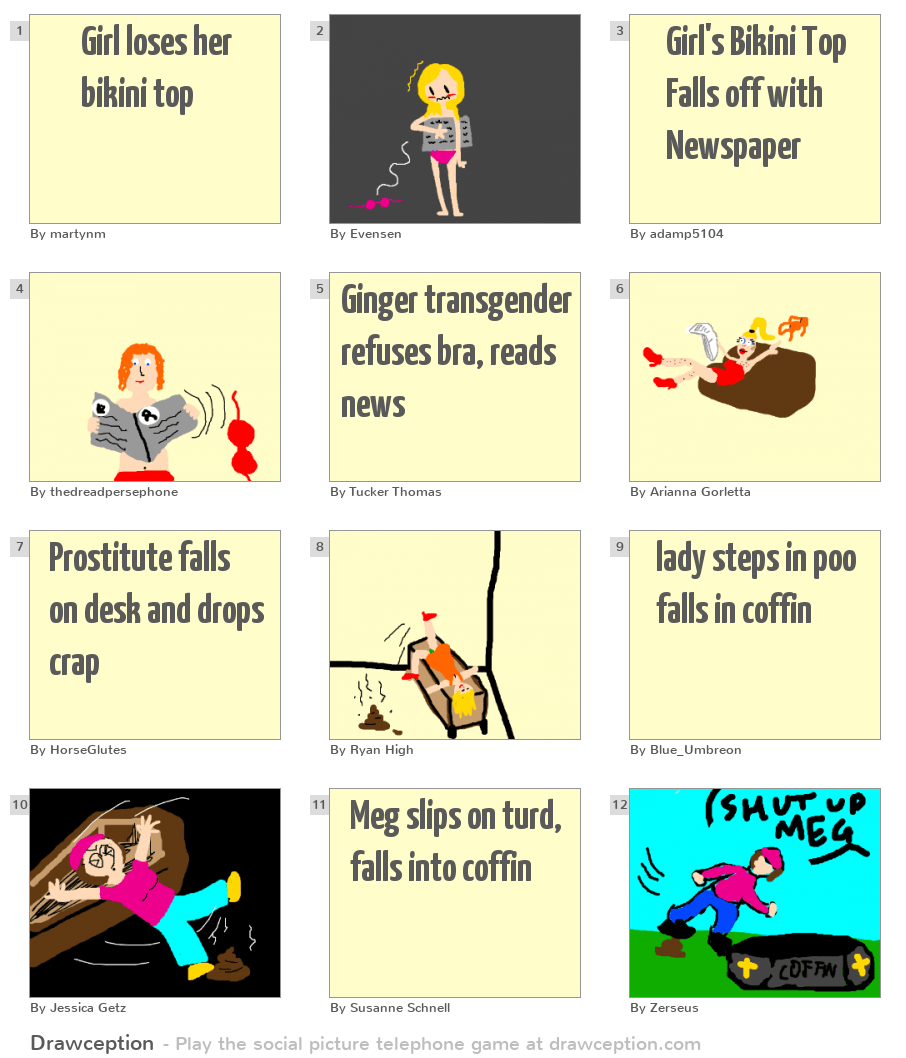 Girl loses her bikini top Drawception