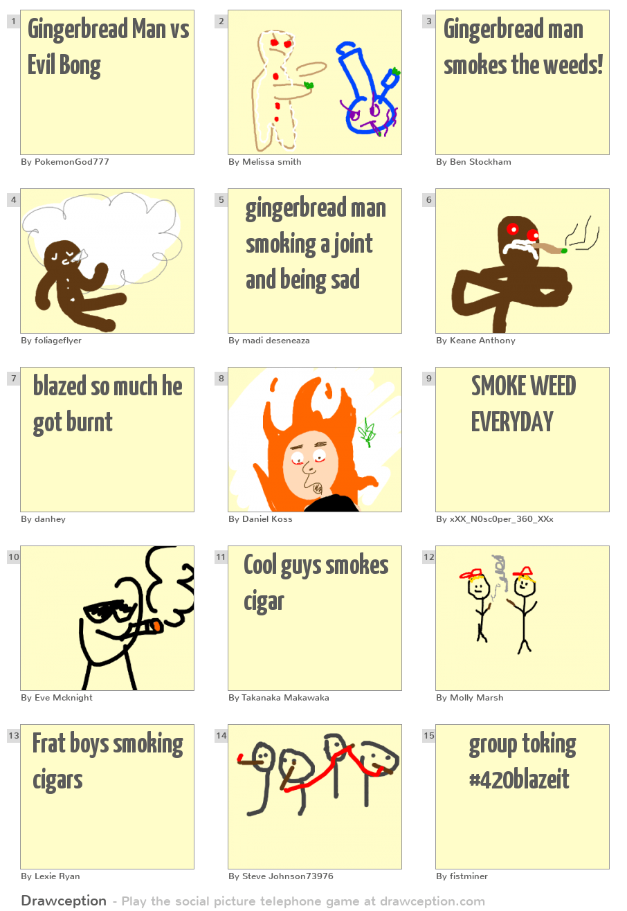Gingerbread Man vs Evil Bong Drawception