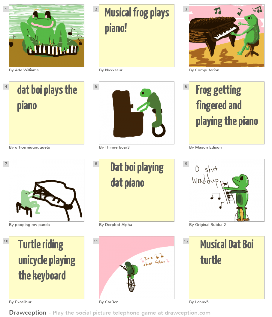 Musical frog plays piano! Drawception