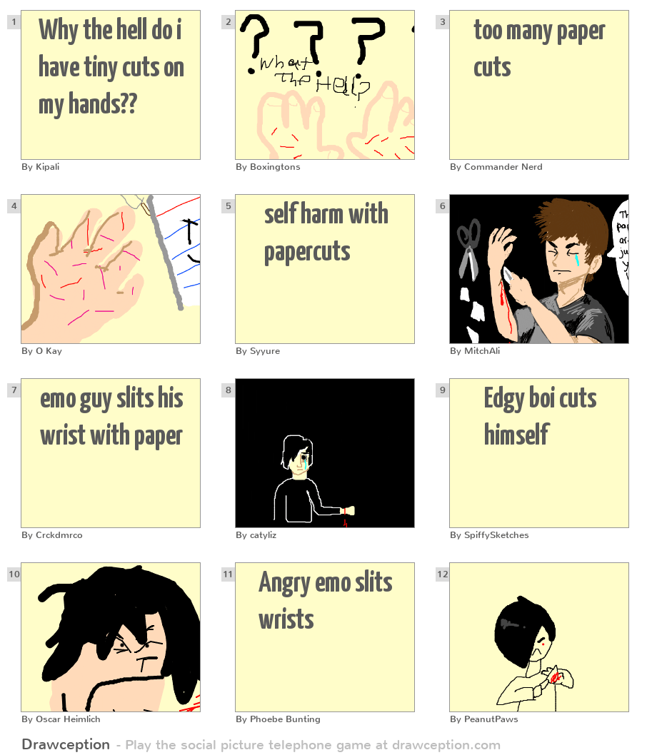 Why the hell do i have tiny cuts on my hands?? Drawception