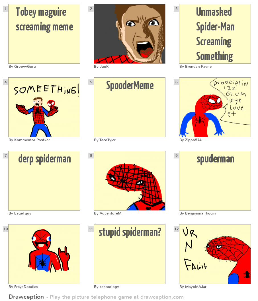 Tobey maguire screaming meme Drawception